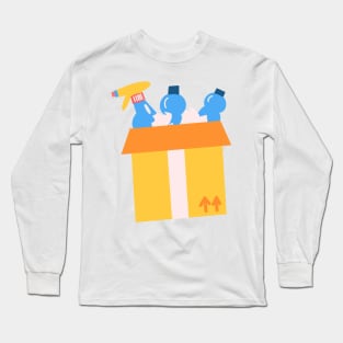 Hand Drawn "Cleaning Service Tools" Long Sleeve T-Shirt